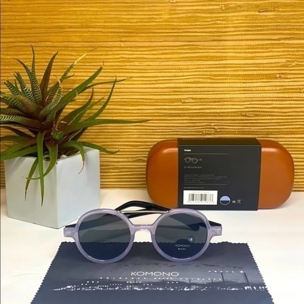 NEW KOMONO Vivien Violet Black Sunglasses purple round
